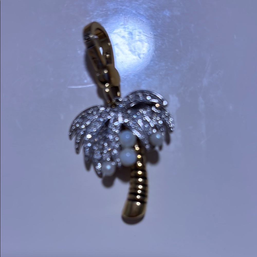 Juicy Couture RARE Gold & Rhinestone Palm Tree Charm W/ 4 Small opals. - Picture 1 of 2